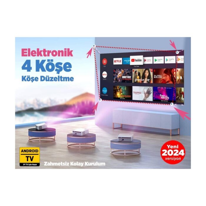 Vankyo Leisure 495W Android 4K Destekli 5g Wi-Fi + Bluetooth LCD LED Projeksiyon Cihazı - 220 Inç Yansıtma -Dolby Audio Hoparlör - Görsel 3