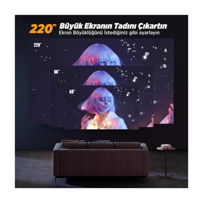 Vankyo Leisure 495W Android 4K Destekli 5g Wi-Fi + Bluetooth LCD LED Projeksiyon Cihazı - 220 Inç Yansıtma -Dolby Audio Hoparlör - Görsel 4