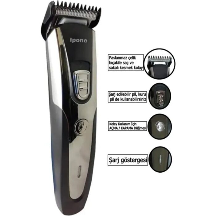 Ipone 1019 Profesyonel Şarjlı Saç Sakal Ense Vücut Kılı Kesme Tıraş Makinesi Lazer Öncesi Gmsl - Görsel 2