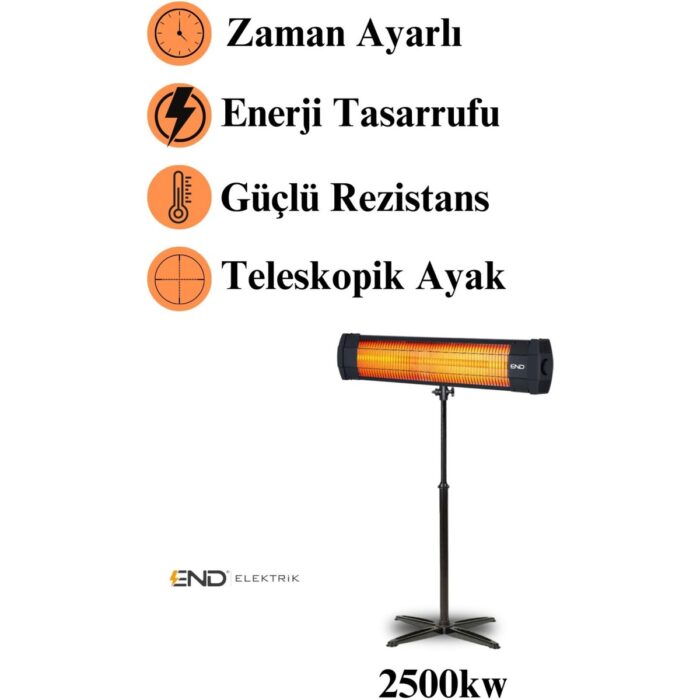 END Ufo Ayaklı Infrared Soba 2500W Termostatlı Elektrikli Soba - Görsel 2