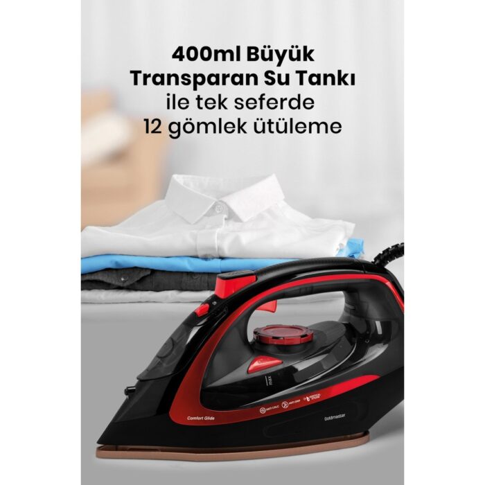 Goldmaster Masterjet 2600 Watt Seramik Ağır Taban Teknolojisi ile Kolay Kırışık Gideren 180 gr Şok Buharlı Ütü - Görsel 5