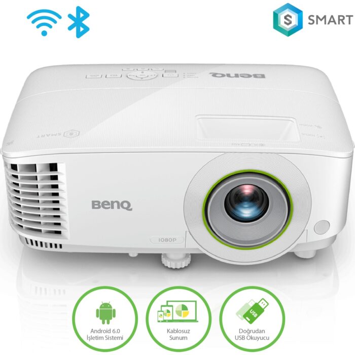 110000586708368.jpg BenQ EW600 3600 ANS 1280X800 WXGA HDMI VGA USB Okuyucu DLP Kablosuz Wireless Android SMART Projektör - Görsel 1