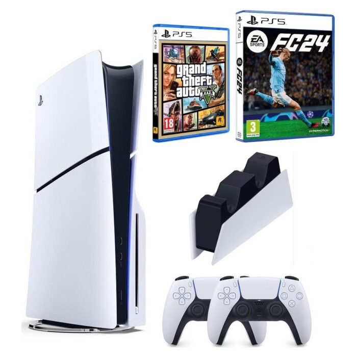 Sony Playstation 5 Slim + 2.Dualsense + Şarj İstasyonu + Fifa Fc 24 + Gta 5 - Görsel 1
