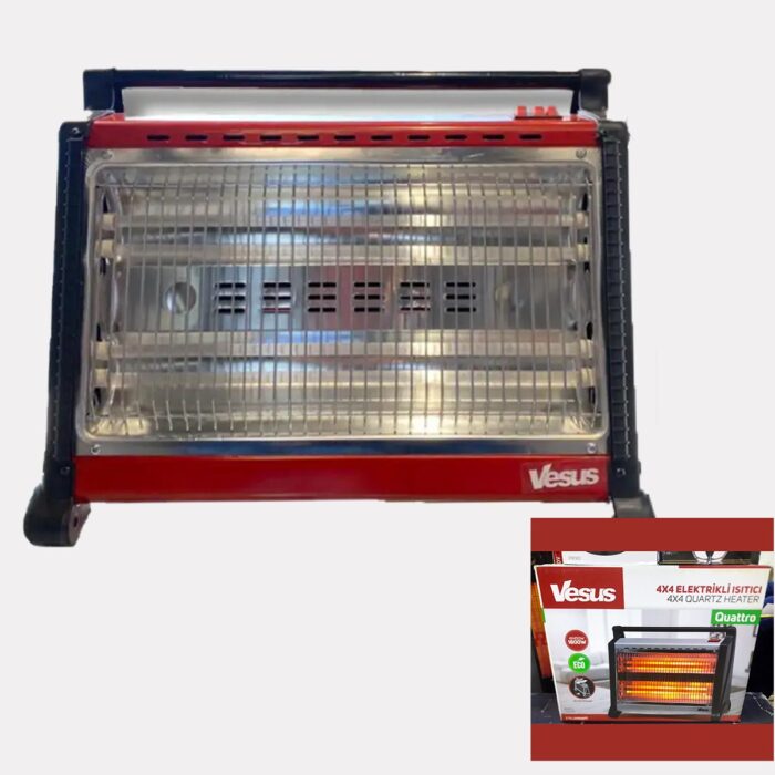 Vesus Şömine Tipi Elektrikli Isıtıcı 1800W Quattro 4x4 Quartz Isıtma - Görsel 3