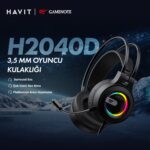 Havit Gamenote H2040D Rgb Aydınlatmalı Mikrofonlu Gaming Oyuncu Kulaklığı - 3.5mm Jack + USB - Görsel 2
