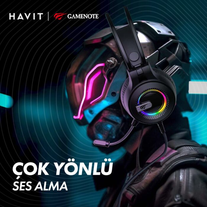 Havit Gamenote H2040D Rgb Aydınlatmalı Mikrofonlu Gaming Oyuncu Kulaklığı - 3.5mm Jack + USB - Görsel 3