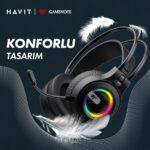 Havit Gamenote H2040D Rgb Aydınlatmalı Mikrofonlu Gaming Oyuncu Kulaklığı - 3.5mm Jack + USB - Görsel 4