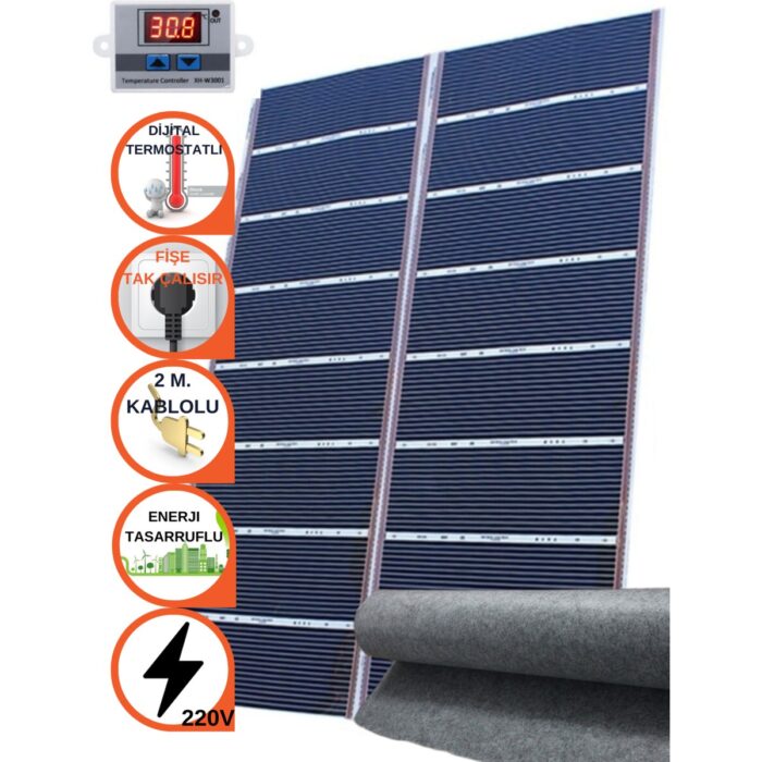 Oxa 160X100 cm Dijital Termostatlı Keçeli Halı Altı Karbon Film Isıtıcı - Görsel 2