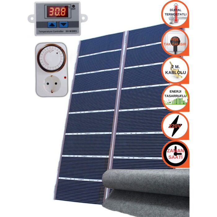 Oxa 160X100 cm Dijital Termostatlı Keçeli Zaman Saatli Halı Altı Karbon Film Isıtıcı - Görsel 2