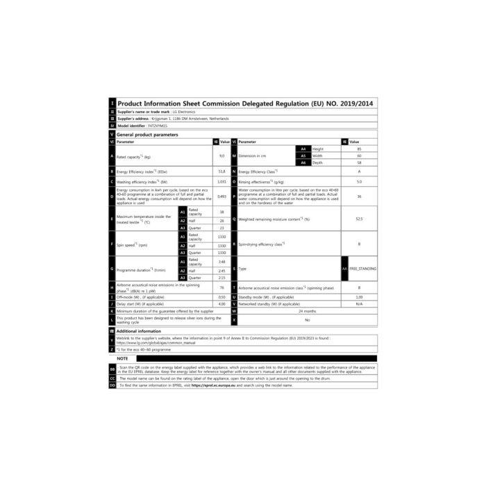 LG F4T2VYM1S Çamaşır Makinesi 9 kg Yıkama 1400 Devir A Enerji Sınıfı Siyah Renk - Görsel 5