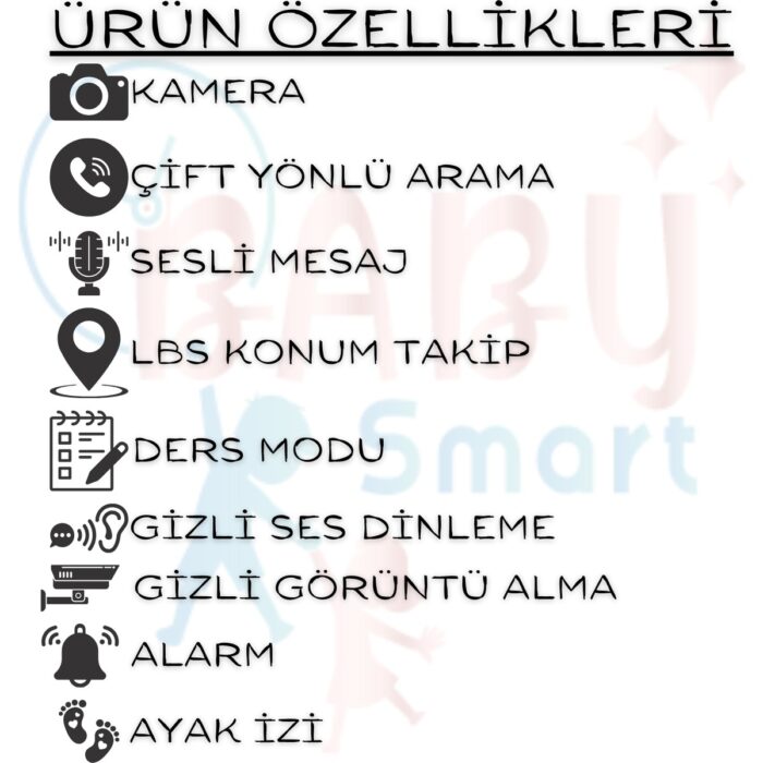 BabySmart Q19 LBS Konumlu Akıllı Çocuk Takip Saati Sim Kartlı Arama, Kameralı, Gizli Dinleme Özellikli - Görsel 3