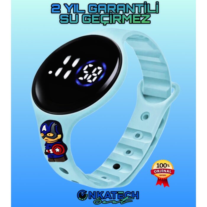 Onkatech Dijital Dokunmatik LED Ekran Su Geçirmez Figürlü Çocuk Kol Saati Bileklik-Yuvarlak Ekran Dijital Çocuk Bileklik - Görsel 1