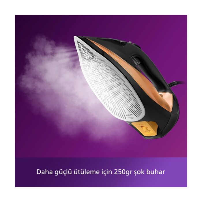 Philips DST7040/80 7000 Serisi Buharlı Ütü, 2800 W, 50 g/dakika Sürekli Buhar, 250 g Şok Buhar, SteamGlide Elite, Siyah ve Altın Rengi, - Görsel 4