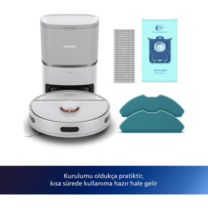 Philips XU3110/02 3100 Serisi HomeRun Aqua Islak Kuru Temizlik Robotu, Otomatik Boşaltma İstasyonlu, HomeRun, Açık Renk & Beluga Metalik, - Görsel 5