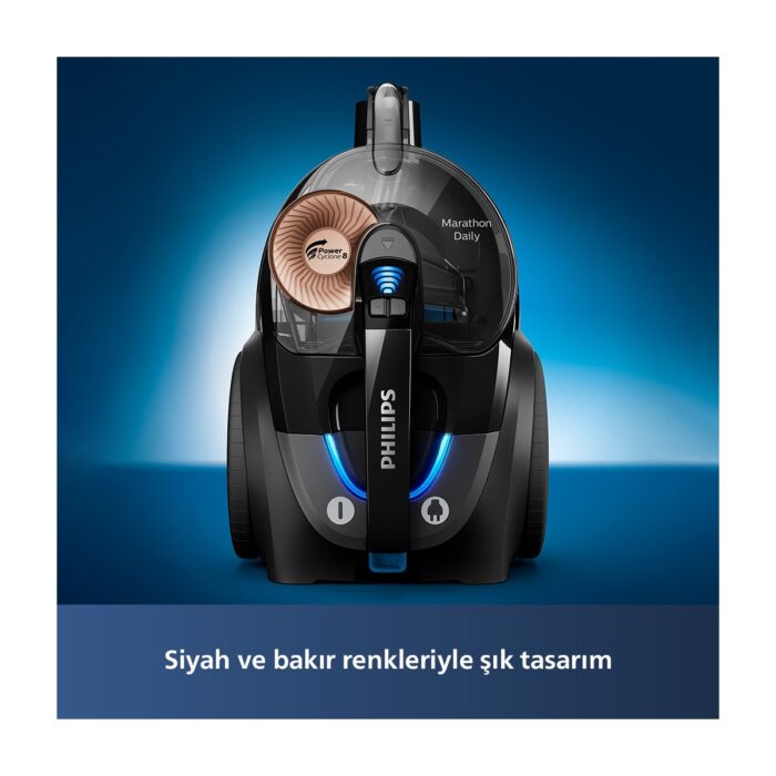 Philips XB7150/07 Marathon Daily Torbasiz Elektrikli Süpürge, 750 W, PowerCyclone 8 CarpetClean Başlık,XB7150 - Görsel 4