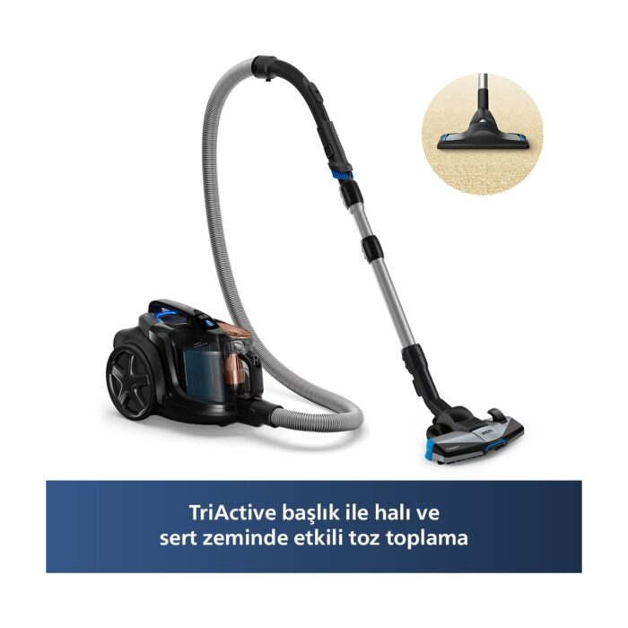 Philips XB7150/07 Marathon Daily Torbasiz Elektrikli Süpürge, 750 W, PowerCyclone 8 CarpetClean Başlık,XB7150 - Görsel 2