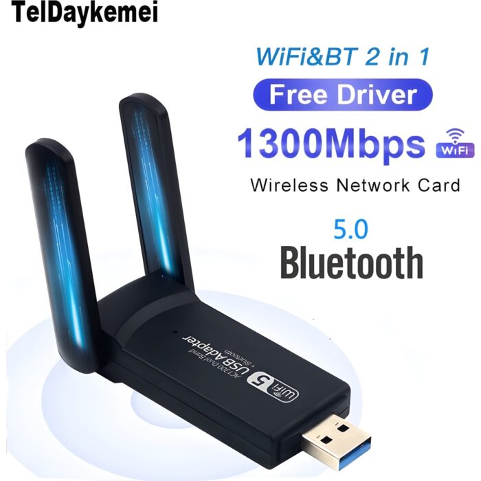 110000611829235.jpg Megamus Pc Için Çift Anten Bt5.0 Wifi 2'si Bir Arada Çift Bantlı AC1300MBPS Usb3.0 Wifi Adaptörü - Görsel 1