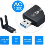 Megamus Pc Için Çift Anten Bt5.0 Wifi 2'si Bir Arada Çift Bantlı AC1300MBPS Usb3.0 Wifi Adaptörü - Görsel 3