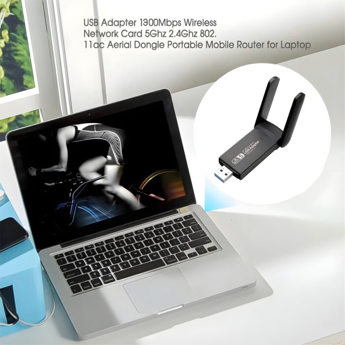 Megamus  Pc Için Çift Anten Bt5.0 Wifi 2'si Bir Arada Çift Bantlı AC1300MBPS Usb3.0 Wifi Adaptörü - Görsel 4