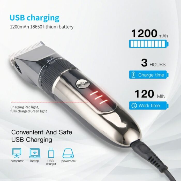 Ipone 1012 Profesyonel Seramik Dişli Saç Sakal Ense Düzeltme Tıraş Makinesi Kuaför Tercihi USB Şarjlı - Görsel 4