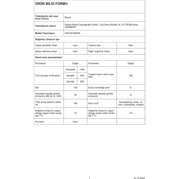 Bosch GSV24VWE0N E Enerji Sınıfı 183 Lt 6 Çekmeceli Dikey Derin Dondurucu - Görsel 4