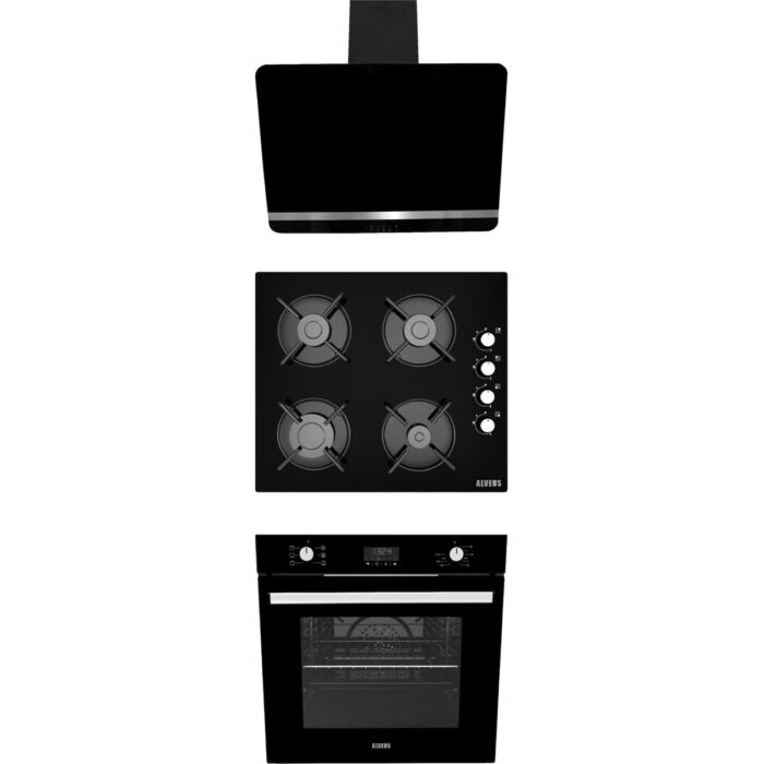 Alveus New 627 Siyah Cam 3'lü Ankastre Set [BİNDESİT-GLS640-MFA627] - Görsel 1
