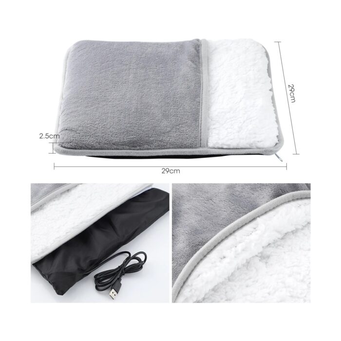 Louis1 Kış USB Şarj Elektrikli Ayak Isıtma Pedi Yumuşak Peluş Yıkanabilir Ayak Isıtıcı Isıtıcı Uyku Geliştirmek Ev Ayak Isıtma Mat (Yurt Dışından) - Görsel 2