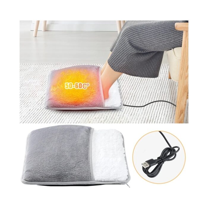 Louis1 Kış USB Şarj Elektrikli Ayak Isıtma Pedi Yumuşak Peluş Yıkanabilir Ayak Isıtıcı Isıtıcı Uyku Geliştirmek Ev Ayak Isıtma Mat (Yurt Dışından) - Görsel 3