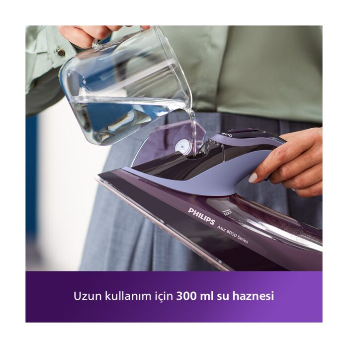 Philips 8000 Serisi Azur Buharlı Ütü, 3000W, SteamGlide Elite Taban, Otomatik Kapanma, 240 g Şok Buhar, Sıfır Yanık Garantisi, DST8021/30   - Görsel 5
