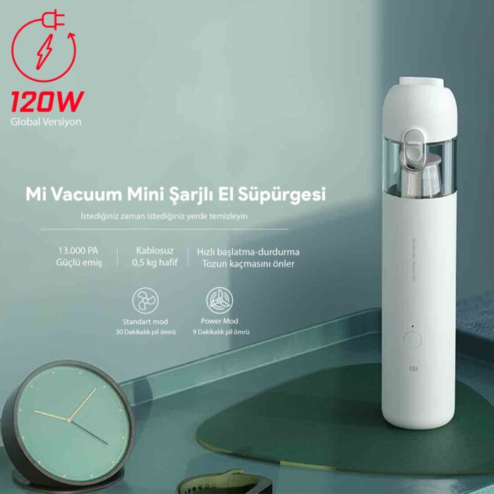 110000635062868.jpg Xiaomi Mi Vacuum Mini Şarjlı El Süpürgesi 120 Watt Global Versiyon - Görsel 1