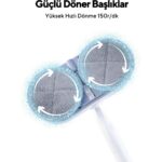 Kumtel Şarjlı Kablosuz Mop Paspas - Güçlü Döner Başlık ve Otomatik Su Püskürtme ile Pratik Ev Temizliği, 0.8L Toz Haznesi - Görsel 3