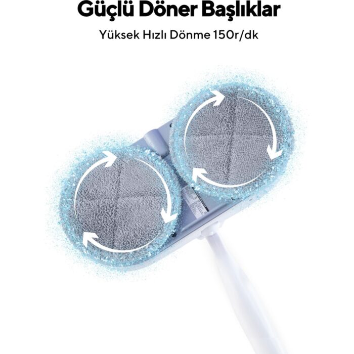 Kumtel Şarjlı Kablosuz Mop Paspas - Güçlü Döner Başlık ve Otomatik Su Püskürtme ile Pratik Ev Temizliği, 0.8L Toz Haznesi - Görsel 3
