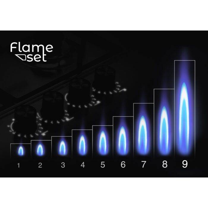 Tommatech TAO7001BG Ankastre Wok Gözlü Gazlı Ocak 70 cm Siyah Cam - Görsel 4
