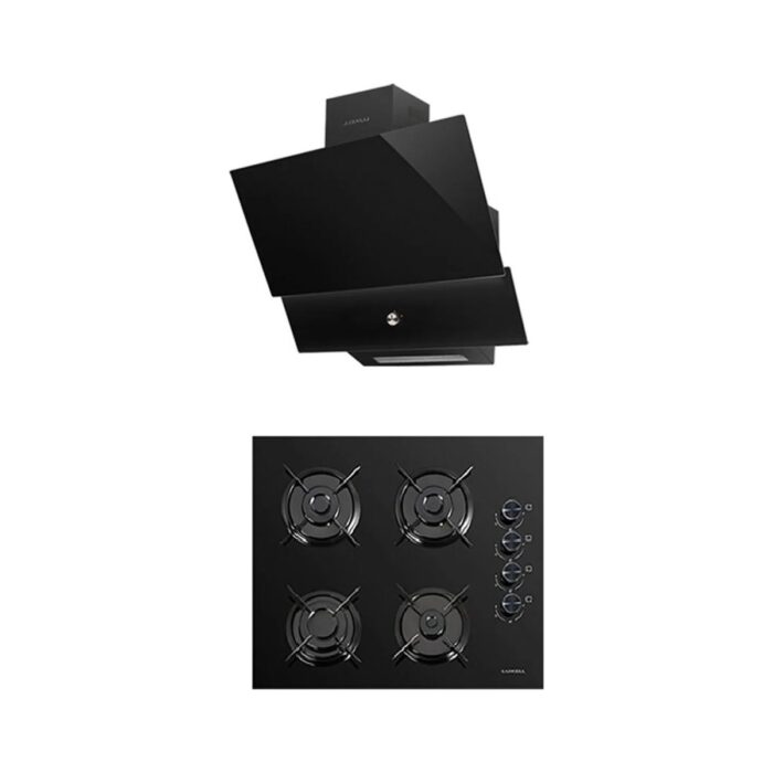 Luxell Süper Kristal Siyah Ankastre 2 Li Set (OC88 Cam Ocak/ DA88 Davlumbaz Rotary Düğme) - Görsel 1