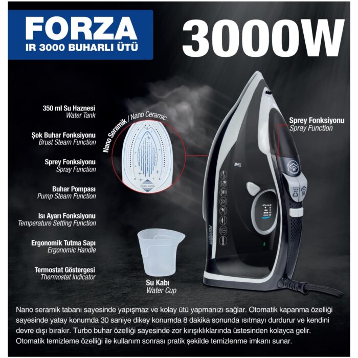 Fantom Forza Ir 3000 Buharlı Ütü Bakır - Görsel 2