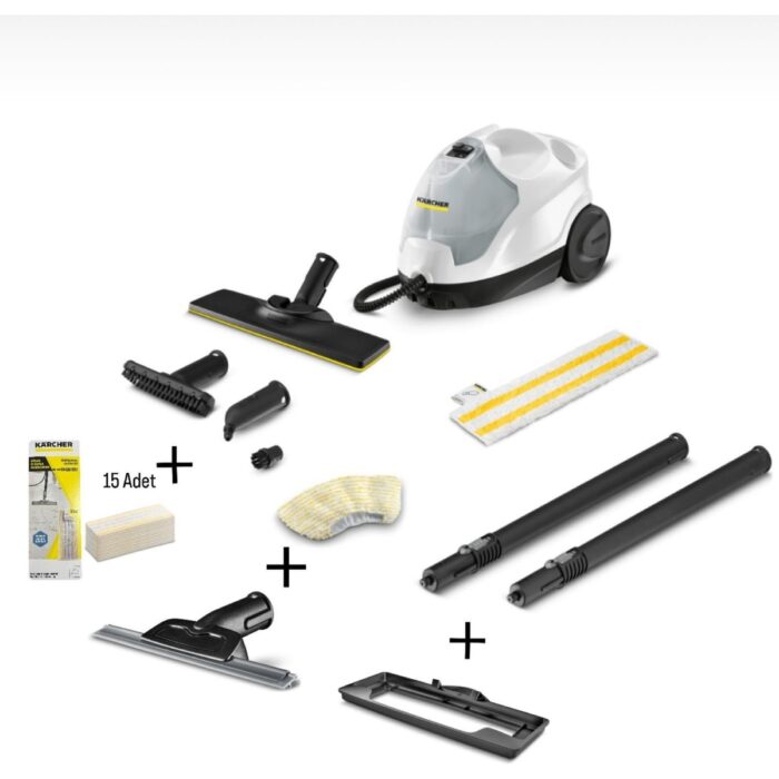 110000660728100.jpg Karcher Sc 4 Easyfix + Cam Temizleme Aparatı+ Halı Başlığı+ 15 Adet Mikrofiber Bez - Görsel 1