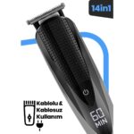 Goldmaster Cool Profesyonel Kablolu Kablosuz Dijital Göstergeli 12IN1 Erkek Bakım Seti Taşıma Çantalı  GM-8154 - Görsel 2