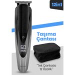 Goldmaster Cool Profesyonel Kablolu Kablosuz Dijital Göstergeli 12IN1 Erkek Bakım Seti Taşıma Çantalı  GM-8154 - Görsel 3