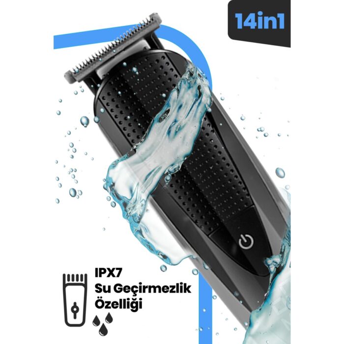 Goldmaster Cool Profesyonel Kablolu Kablosuz Dijital Göstergeli 12IN1 Erkek Bakım Seti Taşıma Çantalı  GM-8154 - Görsel 4