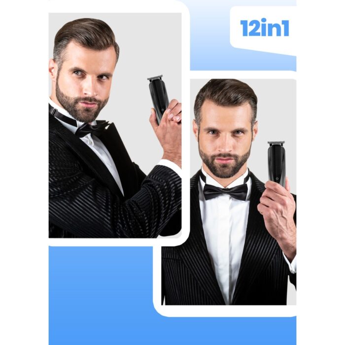 Goldmaster Cool Profesyonel Kablolu Kablosuz Dijital Göstergeli 12IN1 Erkek Bakım Seti Taşıma Çantalı  GM-8154 - Görsel 5