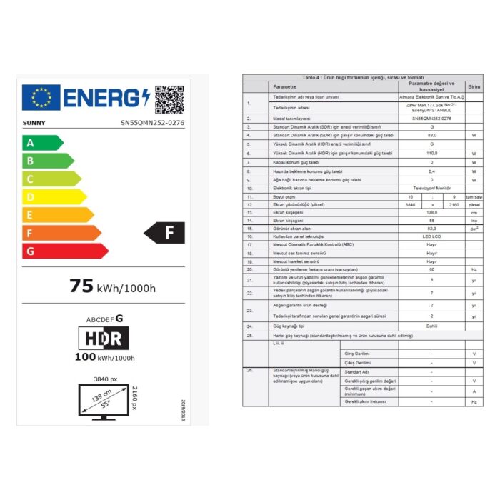 Sunny SN55QMN252 55" 139 Ekran Dahili Uydu Alıcılı 4K Ultra HD Smart QLED TV - Görsel 4