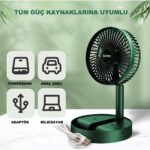 Robeve Masaüstü Vantilatör Şarjlı Vantilatör Yükselebilen Fan Vantilatör Soğutucu Fan Klima Serinletici Fan 3 Kademeli Hız Ayarı Vantilatör - Görsel 2