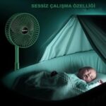 Robeve Masaüstü Vantilatör Şarjlı Vantilatör Yükselebilen Fan Vantilatör Soğutucu Fan Klima Serinletici Fan 3 Kademeli Hız Ayarı Vantilatör - Görsel 3