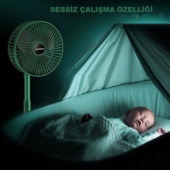 Robeve Masaüstü Vantilatör Şarjlı Vantilatör Yükselebilen Fan Vantilatör Soğutucu Fan Klima Serinletici Fan 3 Kademeli Hız Ayarı Vantilatör - Görsel 3