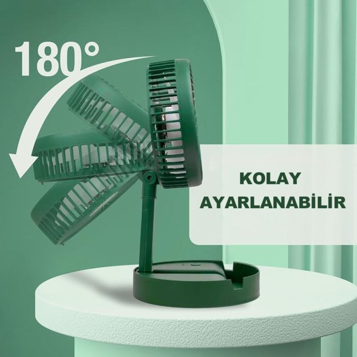Robeve Masaüstü Vantilatör Şarjlı Vantilatör Yükselebilen Fan Vantilatör Soğutucu Fan Klima Serinletici Fan 3 Kademeli Hız Ayarı Vantilatör - Görsel 4