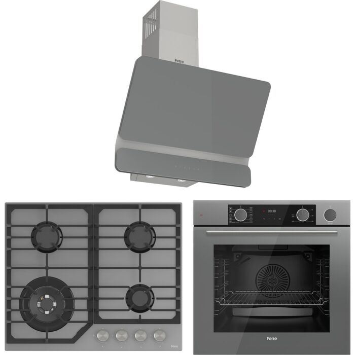 Ferre Steamart Nt Asimetrik Serisi Gri Ankastre Cam Set (D082+NT028+XE64CPR) - Görsel 1