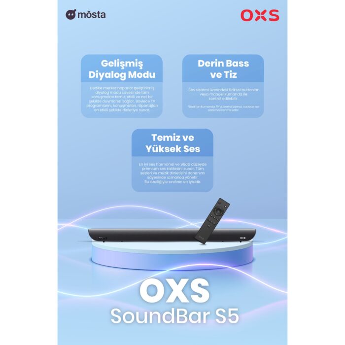 Oxs S5 Dolby Atmos HDMI Earc, Dolby Atmos 3.1.2 Dahili Subwoofer Tv Için Sound Bar - Görsel 4