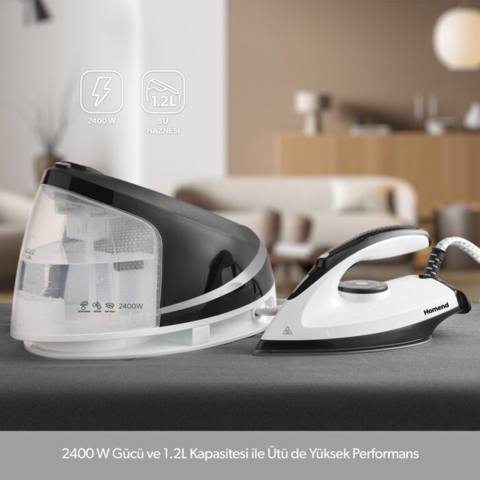 Homend Steamwork 1167H Buhar Kazanlı Ütü - Siyah / Beyaz - 2400 Watt - Görsel 2