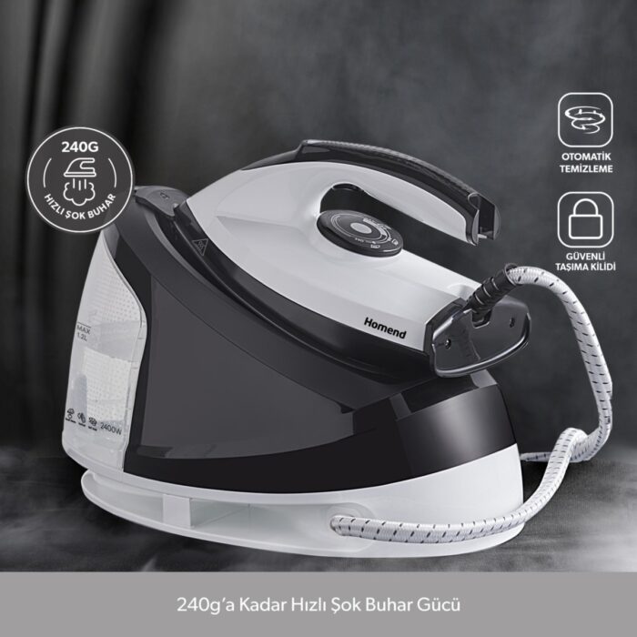 Homend Steamwork 1167H Buhar Kazanlı Ütü - Siyah / Beyaz - 2400 Watt - Görsel 3