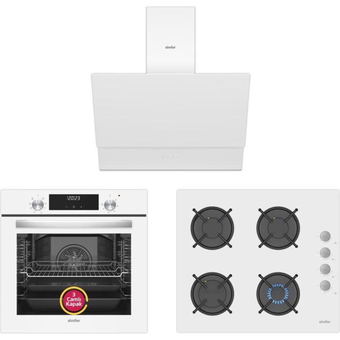 110000679713419.jpg Simfer 9 Fonksiyon Qs Dijital Beyaz Ankastre Set (8209 Fırın + 3507 Ocak + 8704 Davlumbaz) - Görsel 1